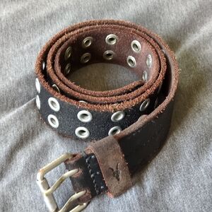 All Saints Black and Brown Eyelet Leather Belt